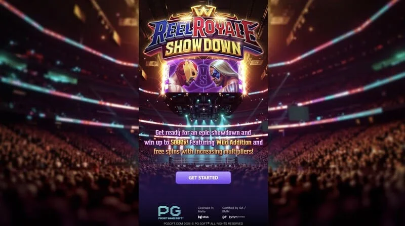 Reel Royale Showdown - schermata principale con rulli e tre slot Wild Addition